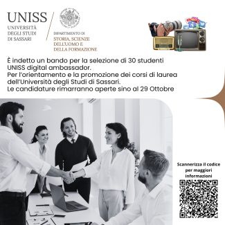 Bando per la selezione di 30 studenti UNISS digital ambassador (50 ore). Orientamento e promozione dei corsi di laurea